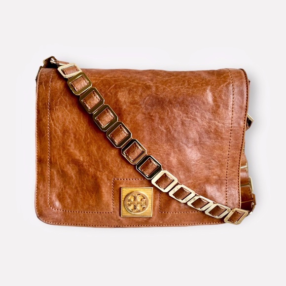 Tory Burch Handbags - Tory Burch Louisa Tan Leather Shoulder Bag